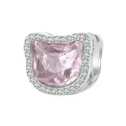 925 Sterling Silver Pink Kitty Charms For Bracelets