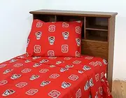 College Covers Everything Comfy North Carolina State Wolfpack Twin XL Sized 3 Piece Sheet Set, Team Color Background, 1 Flat Sheet, 1 Fitted Sheet, 1 Pillowcase