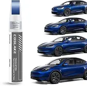 COSLAKE Car Touch Up Paint(Deep Blue Metallic(PPSB)) for Tesla Model Y/3/S/X, 2 in 1 DIY Car Paint Scratch Repair Kit with Pen Tip & Brush, Scratch Remover Pen with Color-Matched for Tesla
