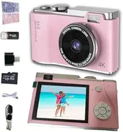 LEGASTACAR 4K Digital Camera,Portable Compact Camera, 64GB Memory Card Support,64MP Vlogging Camera for Photography,Point and Shoot Digital Cameras for Children,Kids,Girls,Boys,Child,Student