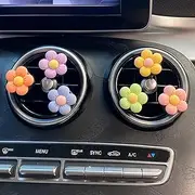 Whaline 6 Pieces Flowers Car Air Vent Clips with Fragrance Pads Colorful Daisy Flower Car Air Freshener Charm Flowers Air Vent Decorations Cute Car Accessories Car Interior Decor for Girls Women