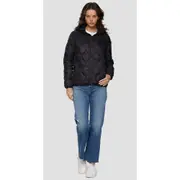 Replay Womens Puffer Jackets Recycled Nylon Hoodie Black