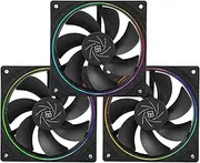 Thermalright TL-S12R X3 CPU Fan, 120mm White Computer Cooler Fine Aperture ARGB Halo PC Fan,Reverse Airflow Design Chassis Cooling, 1500RPM Speed,3-Packs,Black