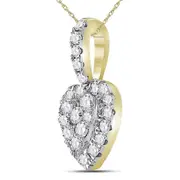 14k Yellow Gold Round Diamond Heart Pendant 1/3 Cttw