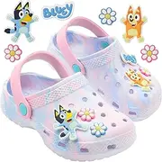 [Bluey] Clogs Slippers Children Girls with Heel Strap Indoor Outdoor Garden Shoes Beach Shoes Swimming Sandals for Beach Pool Holiday
