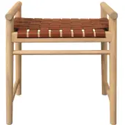 Centrum Furniture Elliot Single Seater Bench with Genuine Leather - Natural