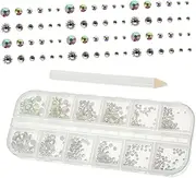 EXQUIMEUBLE 1 Set Compartment Flatback Nail Charms with Pickup Pencil Decorative Rhinestones for Nail Art Crafts and DIY Projects for Glamorous Manicures