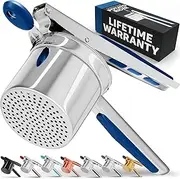 PriorityChef Large 15oz Potato Ricer, Heavy Duty Stainless Steel Potato Masher and Ricer Kitchen Tool, Press and Mash Kitchen Gadget For Perfect Mashed Potatoes - Everytime, Blue