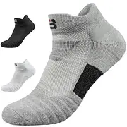 1 Pair Men's Hiking Socks Running Socks Sports Socks Breathable Anti Blister Sweat-Wicking cushioned Outdoor ankle Patchwork Polyester Black White Grey for Run