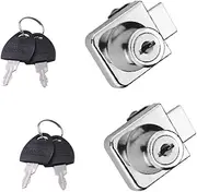 Glass Cabinet Door Locks, 2 Pcs Single Open Zinc Alloy Security Showcase Display Cabinet Door Locks with Keys for 5-8mm Glass Door (One for All)
