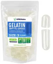 500 Empty Size #3 Clear Kosher Gelatin Capsules Pills USA Made Gelcaps FRESH !