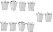 Hohopeti 10 Pcs Mini Trash Can Car Teapot Strainer Replacement Galvanized Bucket with Desktop Trash Can Mini Galvanized Tin Wastebasket Small Mini Buckets Trash Can with Lid Galvanized Iron