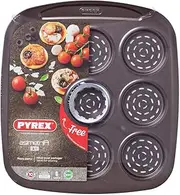 [Pyrex] 4937581 Asimetria Mini Pizza Tray With 9 Cavities, Brown, 30 Centimeters x 27.5 Centimeters x 1.7 Centimeters, Black
