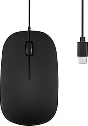 Perixx PERIMICE-201C USB Type C Wired Optical Mouse with 3-Button, Scroll Wheel, 1000 DPI, Black
