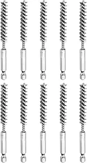 uxcell 10Pcs 304 Stainless Steel Bore Brush 8mm Dia 4" Long Cleaning Twisted Wire Brush with Handle 1/4" Hex Shank for Tubes, Ports, Bearings