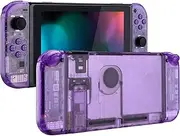 [eXtremeRate] Transparent Clear Purple Back Plate for Nintendo Switch Console, NS Joycon Handheld Controller Housing with Full Set Buttons, DIY Replacement Shell for Nintendo Switch