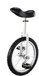 Unicycle 16-24 Inch Wheel Training Balance Bike Adjustable Height Cycling Unicycle for Adults, Daily Fitness Exercises, Cycling Exercises, Balance Training(White,16")