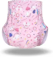 Landofgenie Adult Diapers Pink Printed Diaper Incontinence Underwear Large Overnight Diapers With Tabs 10 Pieces-Candy Castle (Large 36"- 46")