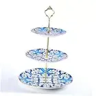 3 Tier Cake Stand, White and Blue Cake Stand, Porcelain Cake Stand, China