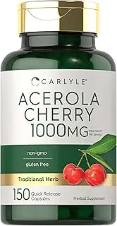 Acerola Cherry Capsules | 1000mg | 365 Count | Non-GMO & Gluten Free Extract | Acerola Berry | by Carlyle
