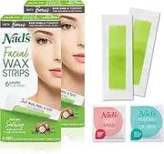 Nad's Facial Wax Strips - Facial Hair Removal for Women - Waxing Kit With 48 Face Wax Strips + 8 Calming Oil Wipes + Skin Protection Powder