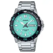 Casio Marine Sports Duro Analog Metal Silver Turquoise Blue Watch MTD-125D-2A2V
