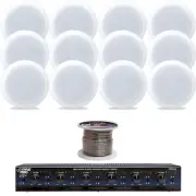 Pyle 5.25" 150W 2Way Speakers,6 Channel Speaker Selector,Speaker Wire, Bundle