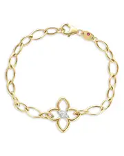 Roberto Coin 18K White & Yellow Gold Cialoma Diamond Flower Oval Link Bracelet