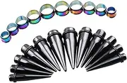 [VOXMDY] 24PCS UV Acrylic Tapers and Surgical Steel Plugs Ear Gauges Kit Eyelets Stretching Set 00G-20mm