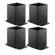 4×4 Post Base 4pcs Heavy Duty Post Bracket Powder-Coated Post Anchor Matte Bl...