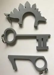 No Touch Door Opener and Button Press - Dinosaur, Key designs - Gray 3D Printed