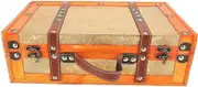 Vintage Suitcase, Vintage Wooden Treasure Chest Storage Box Antique Decorative Storage Chest Wood Travel Trunks, Wooden Treasure Storage Box Decorative Box for Jewelry Props