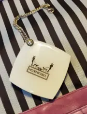 Henri Bendel Vintage Compact Purse Mirror Iconic Ivory & Brown