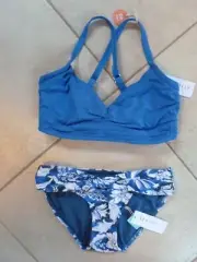 Seafolly Bikini French Blue DD Bralette 10 & Modern Marina Twist Band Hipster 8