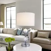 Lydia Table Lamp - Navy Blue or White, Fabric Shade, 500mm High, PL0158