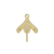 Gold Plated Sterling Silver CZ Bead Cap Pearl Cup with Glue in Eye Pin #51180