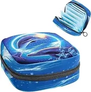 Period Bag,Sanitary Napkin Storage Bag,Whales Kiss Ocean Moon,Tampon Bag for Purse