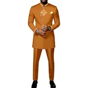 Men's Africa Festival Party Suits Black White Solid Colored Standard Fit 2 Piece Single Breasted More-button