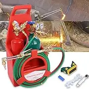 Oxygen Acetylene Welding Torch Kit, Portable Welding Brazing Cutting Torch Kit Long Pipe Brass Nozzle with Pressure Gauge, Gauge Oxy Acetylene, for Soldering Brazing Sparker Protection Glass