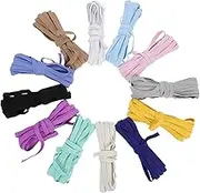 JEWEDECO 12Pcs Colored Flat Elastic Bands for DIY Craft Making Straps for Clothing Bags and Accessories Versatile and Durable Elasticity for Sewing Projects Random Color