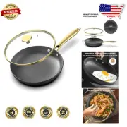 Stylishly Designed Nonstick Frying Pan with Lid - Ideal for All Cooking Methods