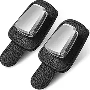 Mudder 2 Packs Car Glasses Holder Universal Visor Sunglasses Clip Leather Eyeglasses Hanger and Ticket Card Clip Eyeglasses Mount for Car