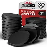 X-Protector Furniture Levelers - 30 PCS 5cm Black Rubber Shims for Leveling - Multi-Purpose Feet to Prevent Wobbling - Good for All Kinds of Furniture!