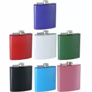 6 Pack of Engraved 6oz Glitter-Paint Flasks, Assorted Colors