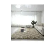 Living Room Fluffy Shaggy Carpet Shaggy Soft Oversized Carpet Bedroom Indoor Floor Carpet Modern Geometric Floral Pattern -Khaki White Lantern