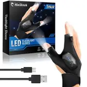 Stocking Stuffers for Men, Rechargeable Flashlight Gloves, Mens Gifts for Black