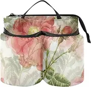 [GuoChe] Drink Holder Suitcase Convenient Vintage Rose Flower Farmhouse Airplane Travel Accessories Hold Two Coffee Mugs for Travelers Flight Attendants