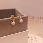 【焦糖小姐 MS CARAMELO】925純銀鍍14K黃 淡水珍珠耳環(日風設計珍珠耳環)