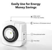 ONE BN-LINK Indoor Timers Plug Mechanical 2 Prong 24-Hour Mini Lamp Timer