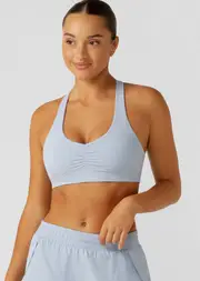 [Lorna Jane] Goddess Sports Bra in Blue, Size - Large L Light Moontide